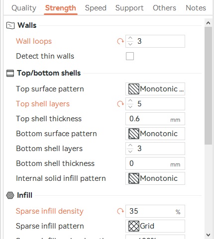 Rubber printer settings